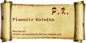 Plavsitz Koletta névjegykártya